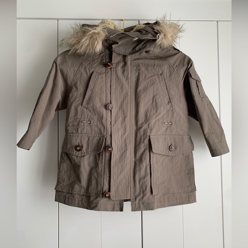 Burberry Kids Brown Coat with Fur Trim